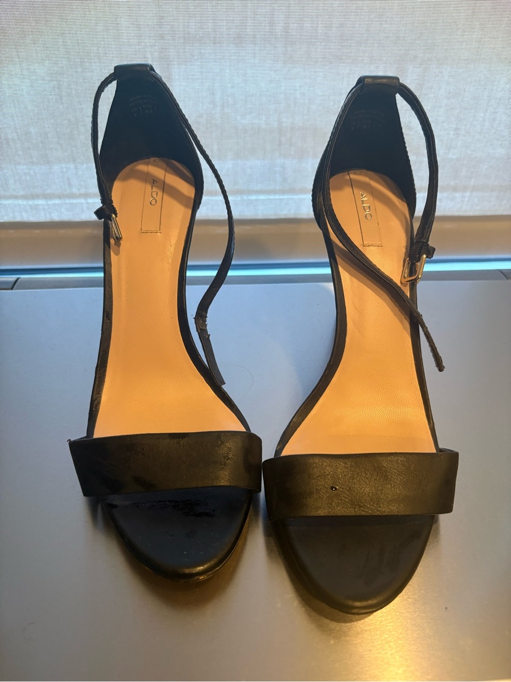 ALDO Black Ankle-Strap Open-Toe Heels